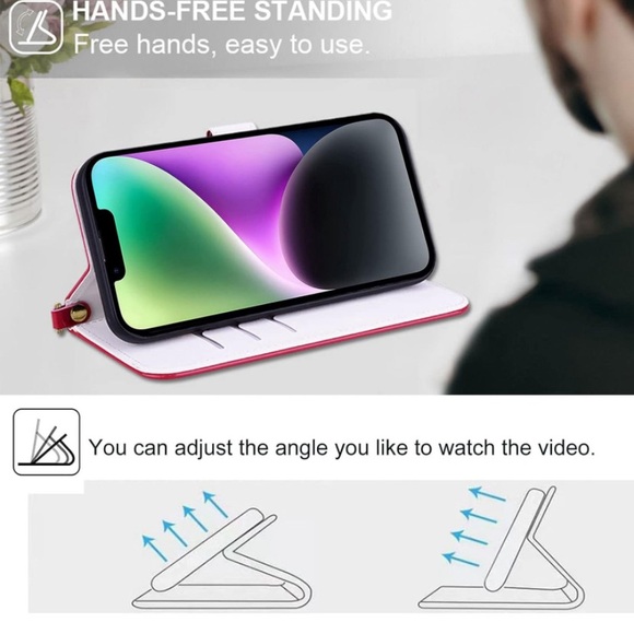 New Apple Cartoon Style Flip Wallet Case with 3 Card Slots IPhone 14 Pro - Picture 6 of 6